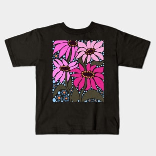 Cute pink wildflower boho Art Nouveau for the summer time Kids T-Shirt